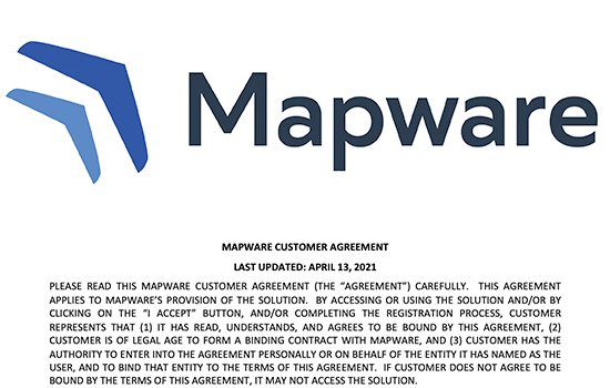 Mapware Customer Agreement