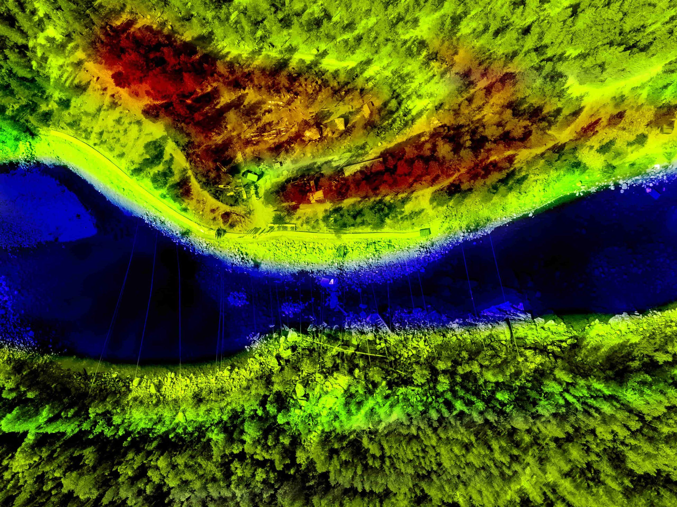 LiDAR topographic map of river and forest