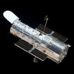 Image of Hubble space telescope in orbit - 1990